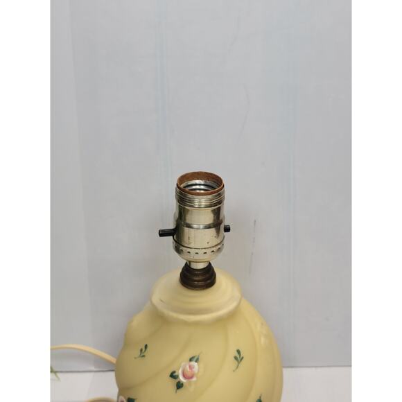 Vintage Lt Yellow Lamp Glass Boudoir Vanity, Rose Swirl, Reverse Paint - Picture 2 of 5